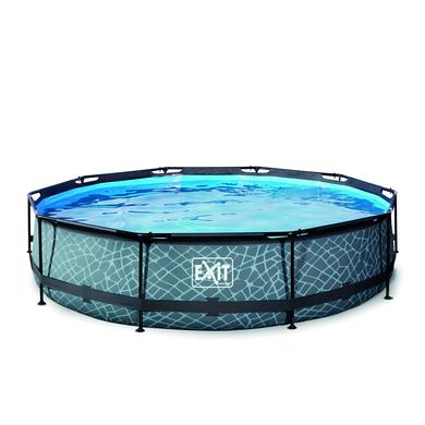 EXIT Stone Pool 360 x 76 cm med filterpumpe - grå