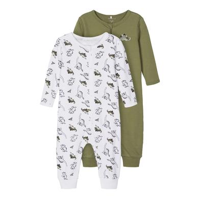 name it Sleepoverall 2-pack loden Green Dino