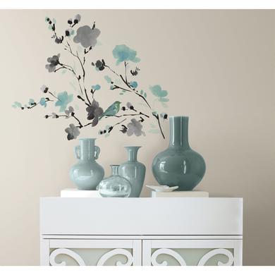Wanddekoration - RoomMates® Wandsticker Blüten Vogel Wasserfarbe  - Onlineshop Babymarkt