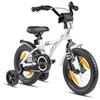 PROMETHEUS BICYCLES ® Bicicleta infantil 14" en blanco y negro a partir de 3 años con ruedas de entrenamiento