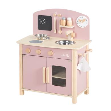 Roba ® Speelkeukentje roze/ecru met krijtbord, koekenpan en keukenaccessoires online kopen