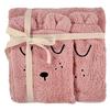 Alvi ® Terry sæt hættetrøje badehåndklæde og vaskehandske pink