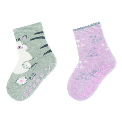 Sterntaler ABS-sokker i dobbeltpakke kat lysegrå