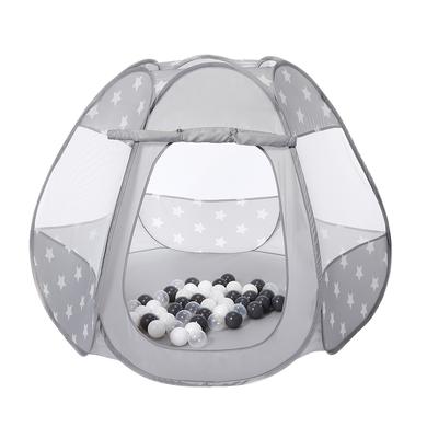 Image of knorr® toys Bellox tenda da gioco Grey white stars incl. 50 palline da gioco