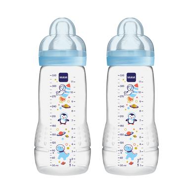 MAM Babyflasche Easy Active™ 330 ml, Weltall blau im Doppelpack