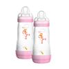 MAM Babyflaska Easy Start Anti-Colic, 320 ml från 4+ månader, Tiger 2 stycken rosa