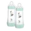 MAM Babyflaske Easy Start Anti-Colic Elements 320 ml fra 4+ måneder, vaskebjørn 2 stk. grøn 