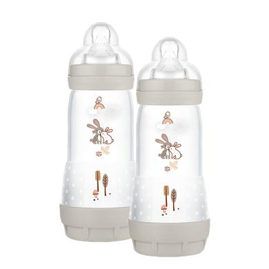 MAM dětská láhev Easy Start Anti-Colic Elements 320 ml od 4+ měsíců, Bunny 2 ks šedá