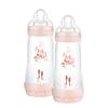MAM Babyflaske Easy Start Anti-Colic Elements 320 ml fra 4+ måneder, ugle 2 stk rosa