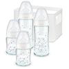 NUK Glazen Flessen Starterset First Choice ⁺, Siliconen Speen vanaf Geboorte, Temperatuur Control Sterren 