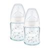 NUK glassflaske First Choice fra fødselen 120 ml, temperaturkontroll i dobbelpakning hvit