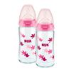 NUK Glazen fles First Choice ⁺ vanaf de geboorte 240 ml, temperatuur control in een dubbele verpakking roze