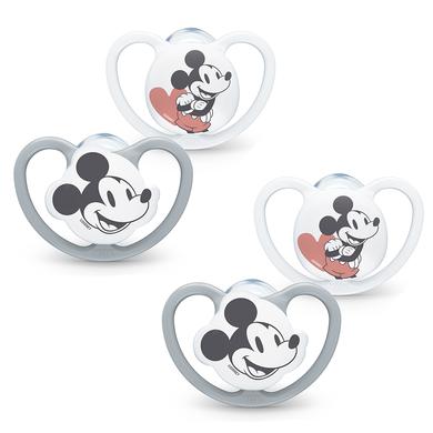 NUK Schnuller Space Disney Mickey 0-6 Monate, 4 Stk. in grau/weiß
