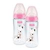 NUK Babyflaska First Choice ⁺, 6-18 månader 300 ml, med temperatur Control i dubbelförpackning rosa