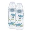 NUK tåteflaske First Choice 6-18 måneder 300 ml, med temperaturkontroll i dobbeltpakning blå