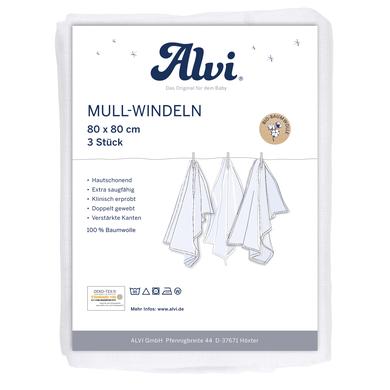 Image of Alvi ® Gaasluiers 3-pack wit 80 x 80 cm