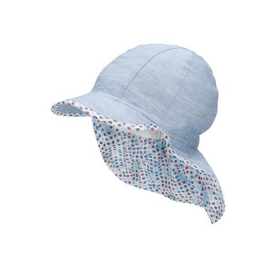 Sterntaler Peaked Cap med nackskydd randig ljusblå