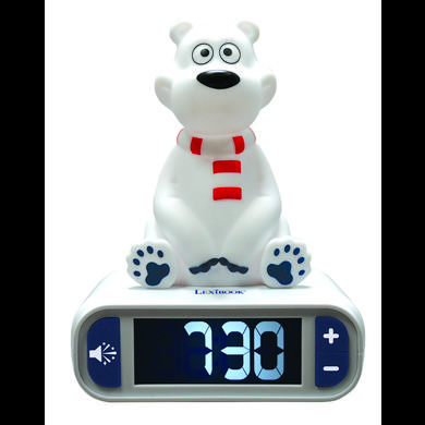 LEXIBOOK Vækkeur med 3D-isbjørn med natlysfigur og flotte ringetoner