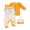 Baby Sweets 3tlg Set Strampler + Shirt + Mütze Little Fox weiß grau orange