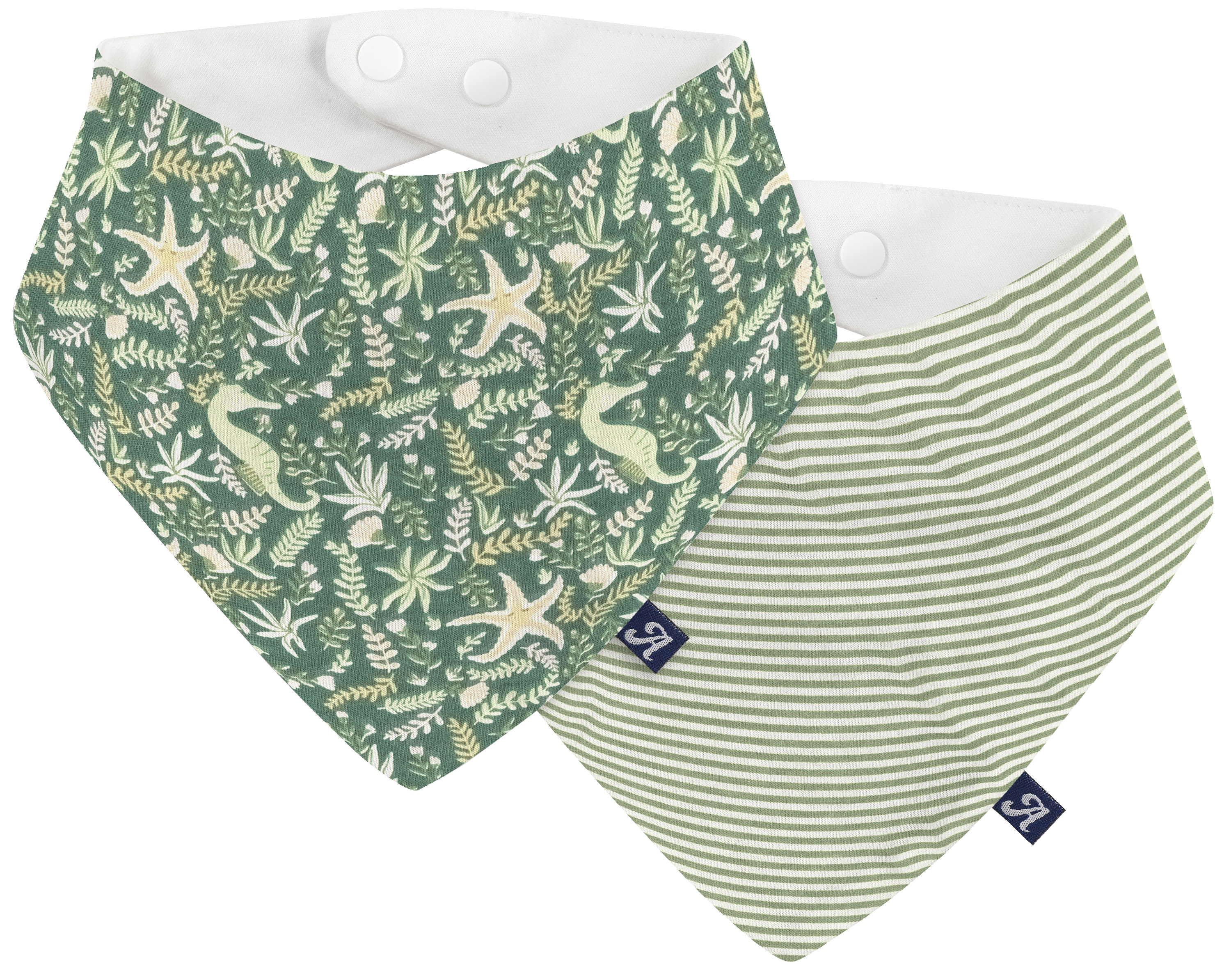 Alvi ® Triangle tørklæde 2-pack Underwater World grøn/beige/rød