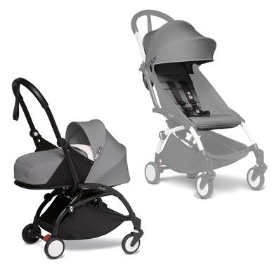 BABYZEN Kinderwagen YOYO2 0+ Black mit Neugeborenenaufsatz inkl. Gratis Textilset Grey